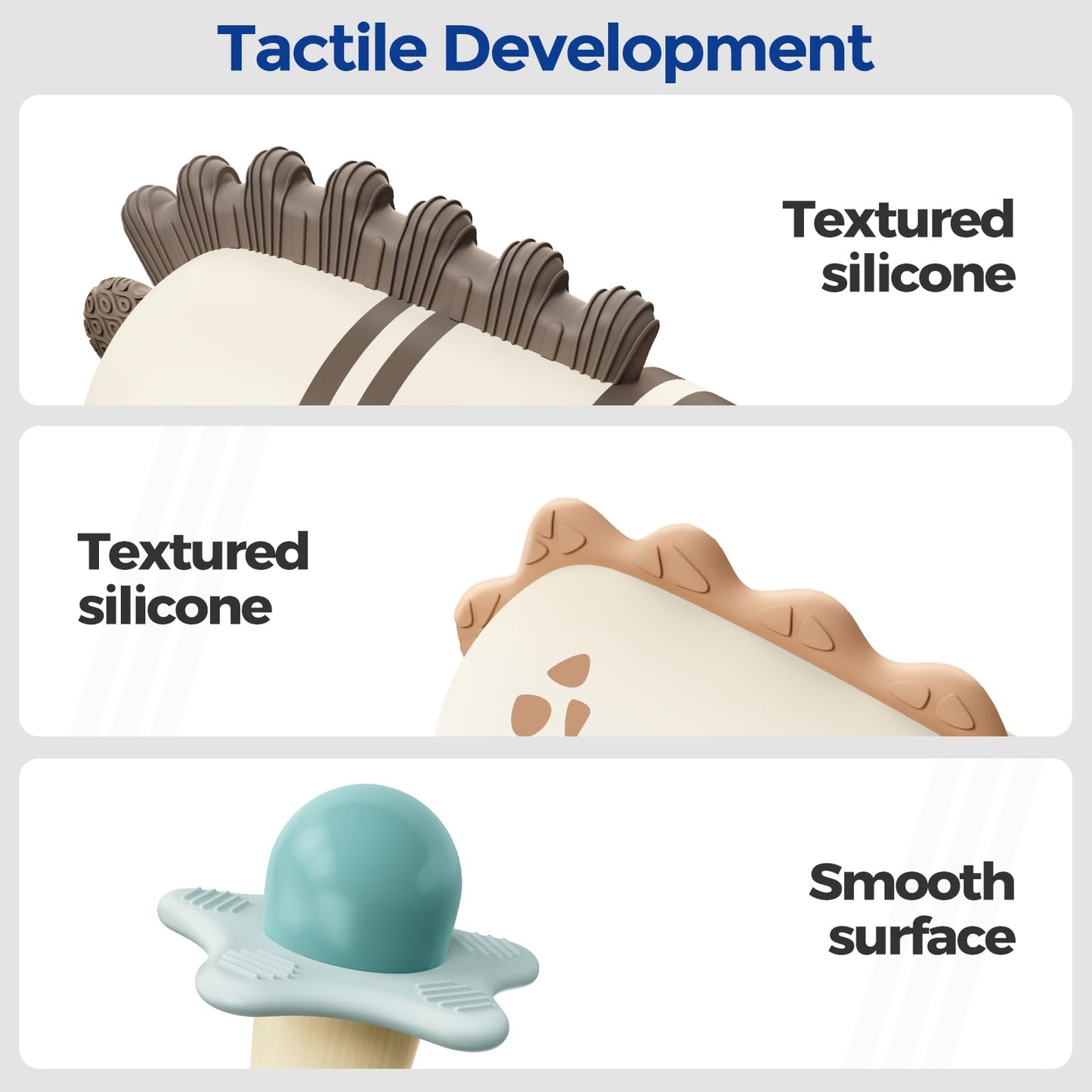 Evoceler Baby Toys, 2 Pac Dinosaur Rattles & Shaker Toys With Teether, Sensory Toys For 0+M Babies, Soft Silicone Bpa Free, Perf