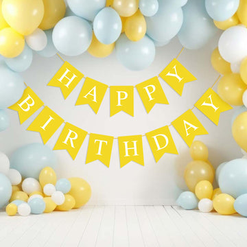 Waenerec Yellow Birthday Banner Sign Happy Birthday Bunting Banner Garland For Kids Girl Woman Birthday Tea Party Decorations Bunting Flag Birthday Party Supplies