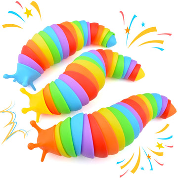 Cevioce Fidget Slug Toy, Sensory Slug Fidget Toys For Kids & Adults, 3Pcs Autism Sensory Toys For Autistic Children Toddlers,Asmr Toys-3 4 5 6 7 8+ Year Old Girl Boy Birthday Gifts