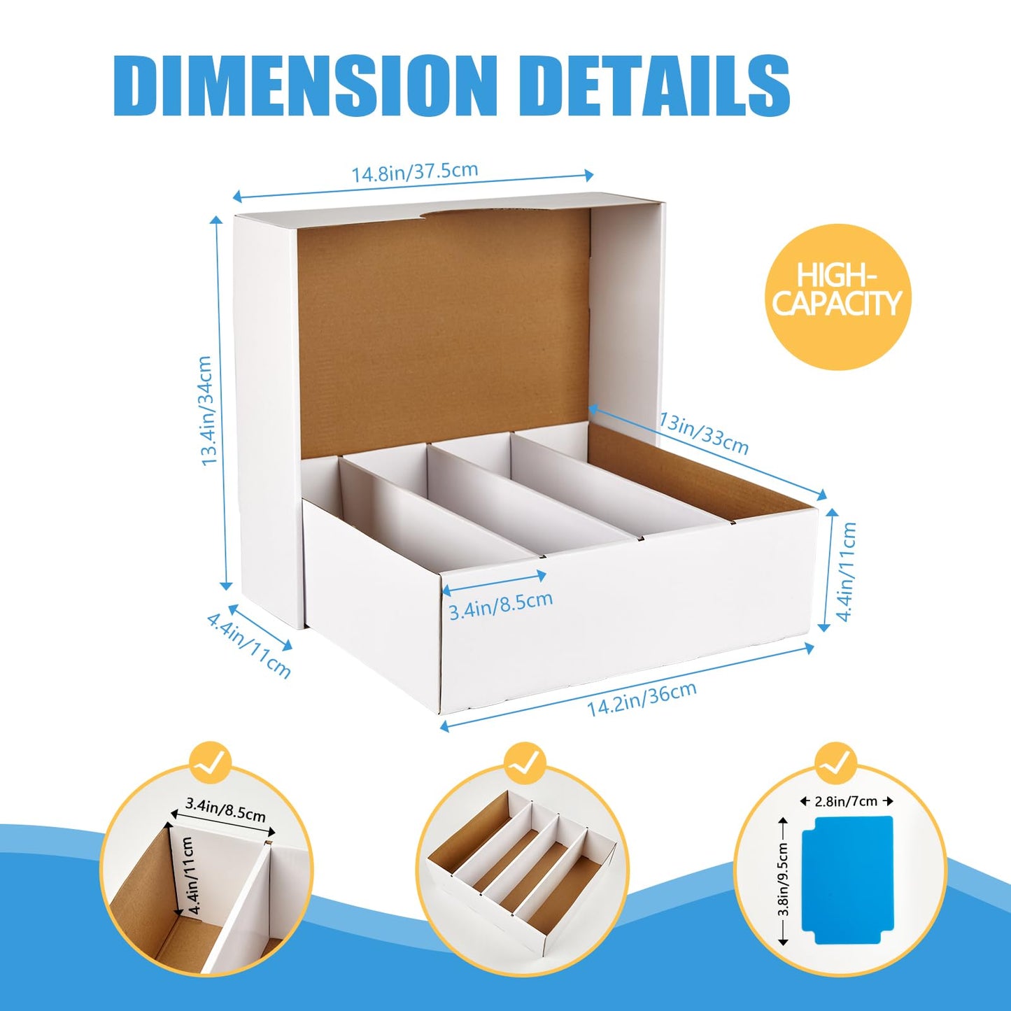 8 Pack Cardboard Card Storage Box 3120 Count Bulk Card Storage White Sports Card Boxes Baseball Card Boxes With 10 Dividers Spor