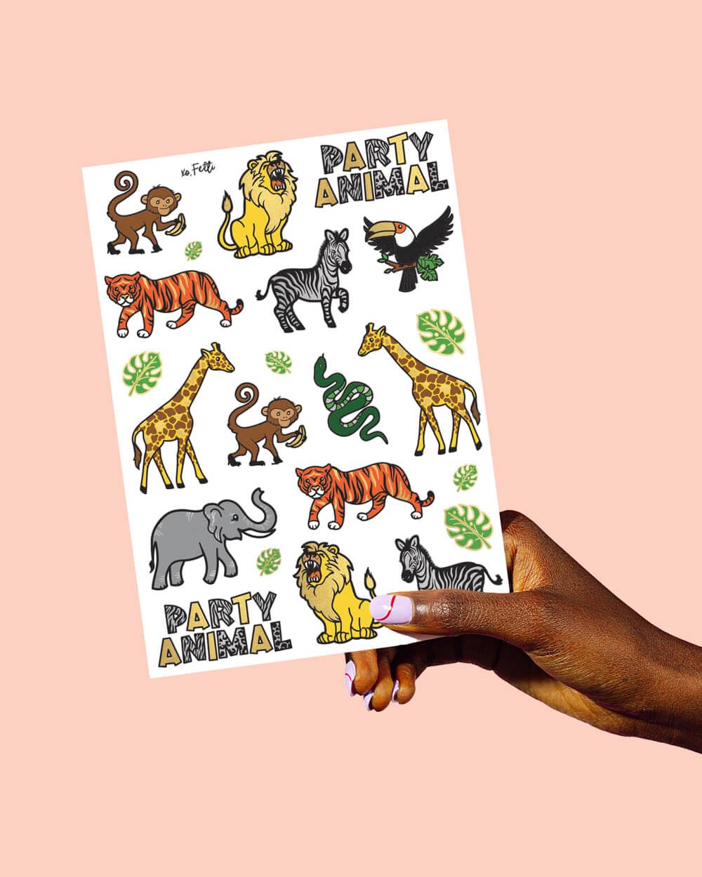 xo, Fetti Jungle Temporary Tattoos for Kids - 30 styles  Zoo, Boys + Girl Craft, Birthday Party Supplies, Baby Shower