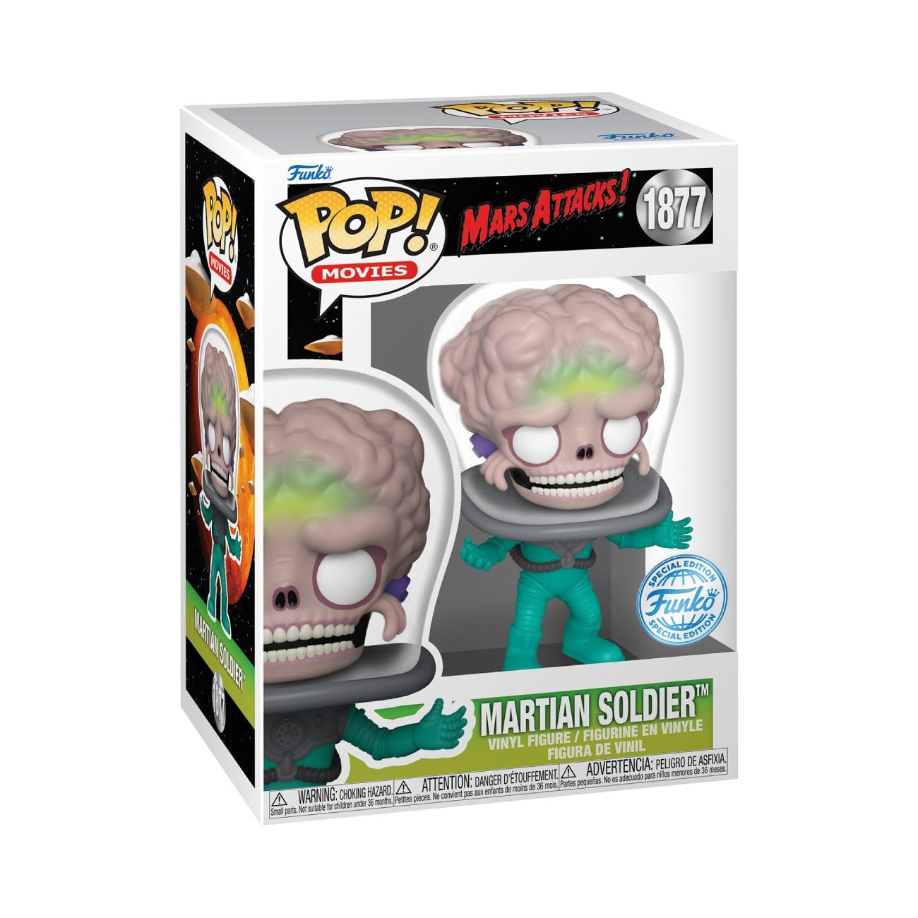 Funko POP! Movies: Mars Attacks - Soldier (Styles May Vary) (Glow) (SPC)' for ASIN 'B0D7MGV3LW