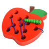 NAODONGL Wooden Lacing Toys for Toddlers, Medium Apple Color, Montessori Fine Motor Skills Development, Model CXWJ-APPLE