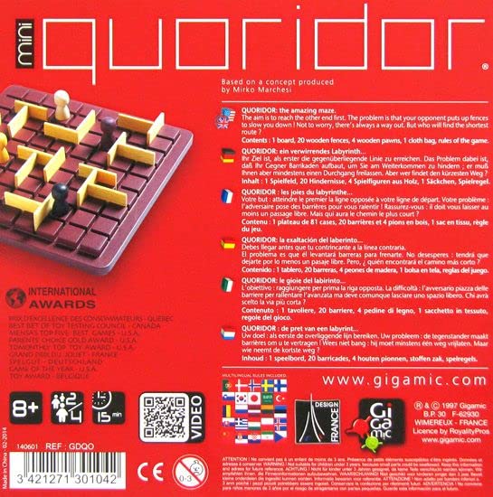 Quoridor Mini | Travel-Friendly Strategy Game For Families And Adults | Ages 8+ | 2 Players | 15 Minutes