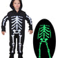 Enlifety Kids Skeleton Costume Boys Girls Glow In The Dark Halloween Jumpsuit With Hood Long Sleeve Funny Cosplay Outfit For Chi