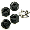QUE-T Aluminum 8mm Thickness 12mm Wheel Hex Drive Adaptors with Pins & Screws for Most of 1/10 RC Crawler Car Black