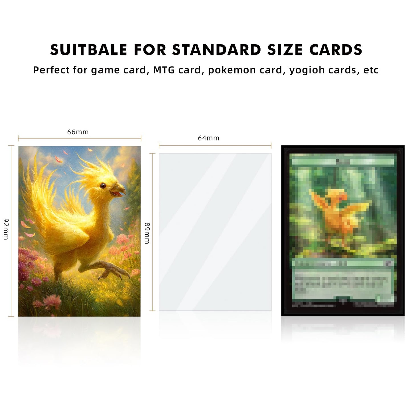 Katomula MTG Card Sleeves - 100 Textured Back Art Sleeves, Fits Standard Size Cards, Chocobo Color, Model MS049-Chocobo