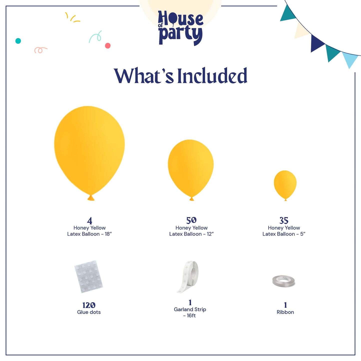 House Of Party Yellow Balloon Garland Kit - Matte Yellow Balloons Arch Kit | 5/12/18 Inch Lemon Balloons For Christmas, Sunflowe