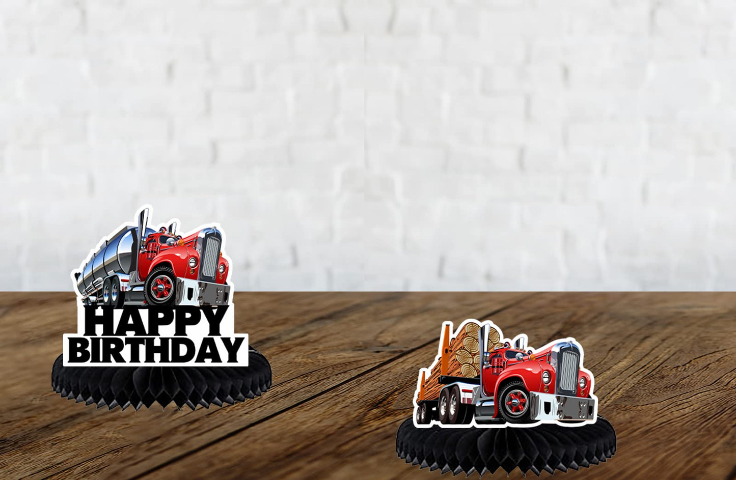 Heavy Trucks Semi Truck Happy Birthday Honeycomb Centerpieces Transportation Theme Decor for 1st Birthday Party Baby Shower Favo