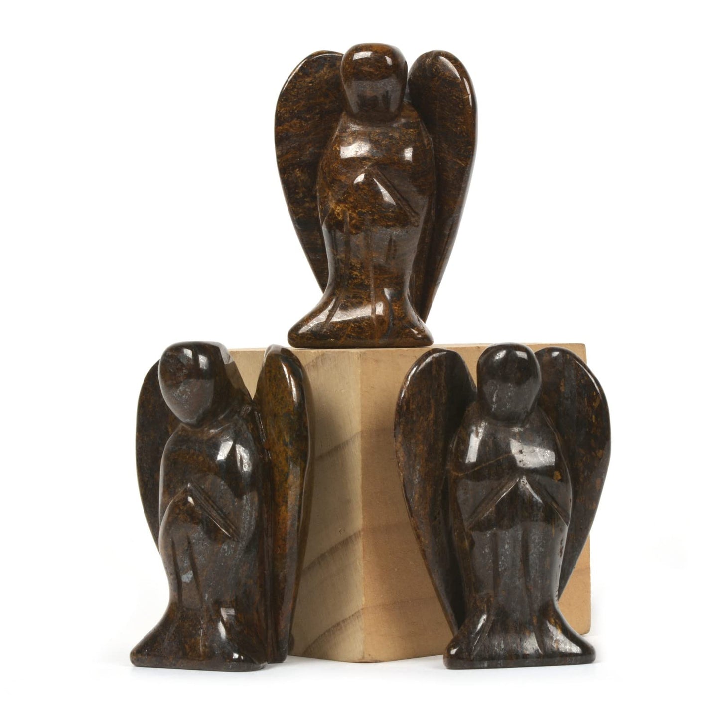 Justinstones Carved Bronzite Gemstone Peace Angel Pocket Guardian Angel Healing Statue 2 Inch