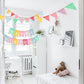 LifePassion Happy Birthday Banner with 24pcs Pennant Banner Flags, Assembled Durable Imitated Burlap Banner, Pastel Rainbow Birt