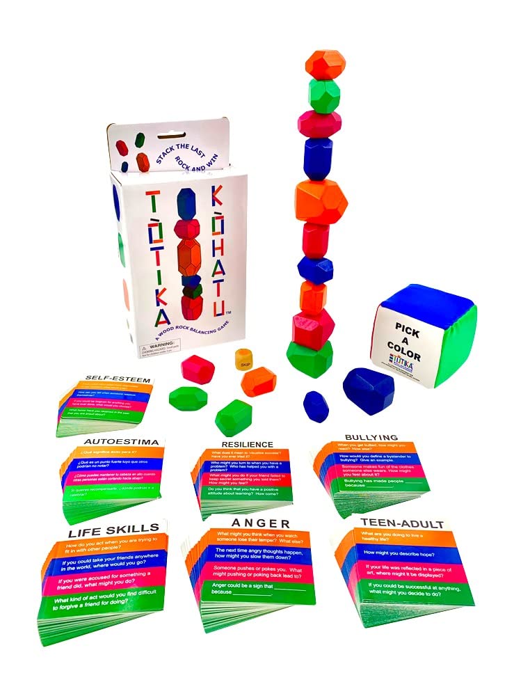 YEHUA! Totika Kohatu & Cube Set - 7 Card Deck, Wood, Stone Color, Model 14KD