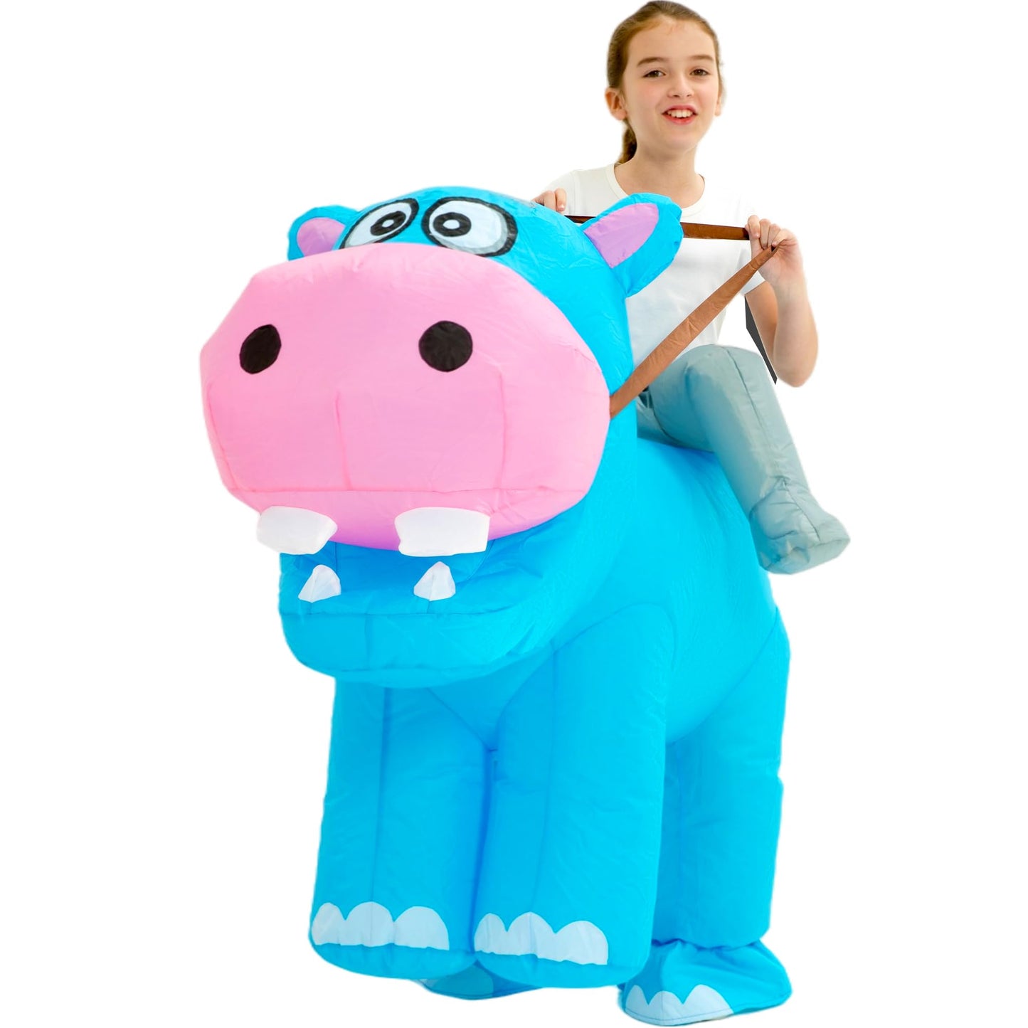 One Casa Blow Up Party Costume,Inflatable Costumes for Kids,Riding Hippo Costume,Halloween Costumes for Girls Boys (7-10YRS)
