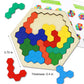2 Pack Wooden Russian Blocks Puzzle + Hexagon Puzzles For Kids & Adults, Wooden Block Puzzle Intelligence Brain Teasers Toy Logi