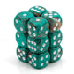 Chessex Manufacturing Chx27603 16 Mm D6 Cube Marble Dice - Oxi-Copper & White, 12 Piece