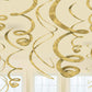 Dazzling Gold Plastic Swirl Decorations - 22 (Pack of 12) - Versatile & Eye-Catching Decor