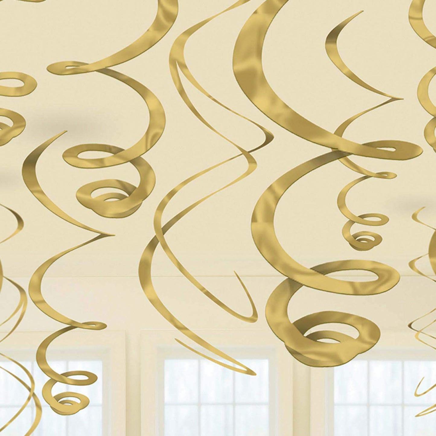 Dazzling Gold Plastic Swirl Decorations - 22 (Pack of 12) - Versatile & Eye-Catching Decor