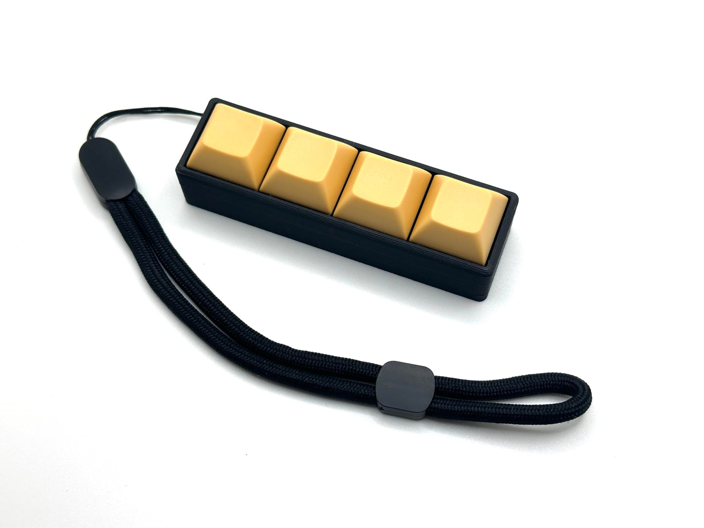 Four-Button Clicky Mechanical Switch Fidget Toy | Stim Toy, Stress Relief, Adhd (Black Base, Aztec Brown Keycaps)