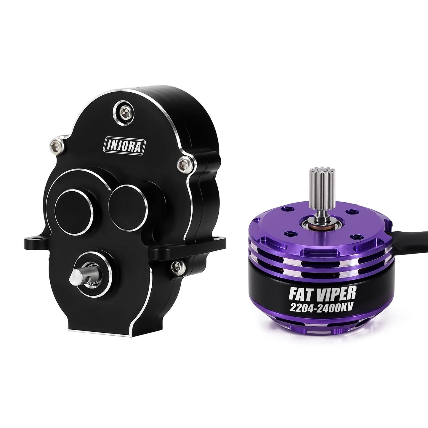 INJORA Fat Viper 2204 2400KV Brushless Outrunner Motor & Transmission for TRX4M 1/18 RC Upgrade