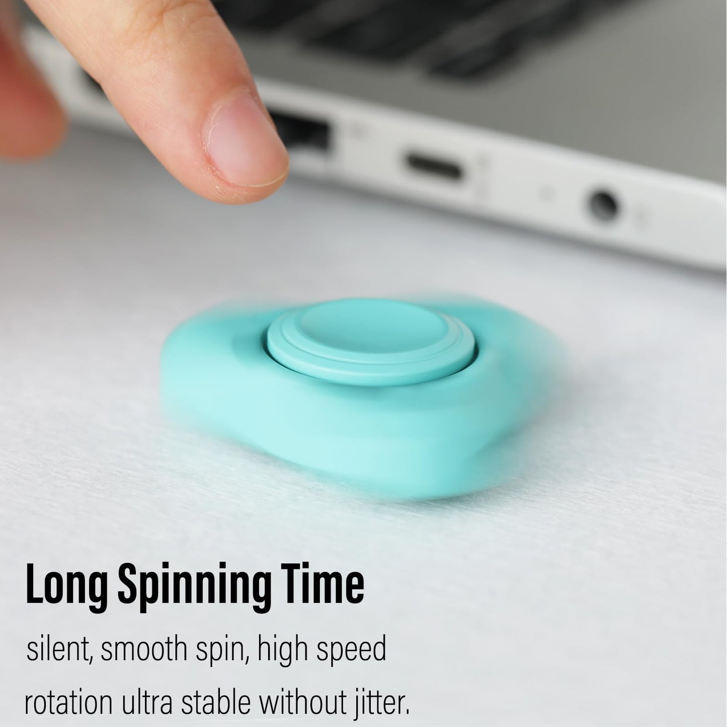 FREELOVE Metal Fidget Spinner for mature-themeds  Stainless Steel Heavy Spinning Toys  Small Mini Fox Hand Gyro  Bearing enhanced Long High Spin Fidget Block  Ceramic Plated Blue