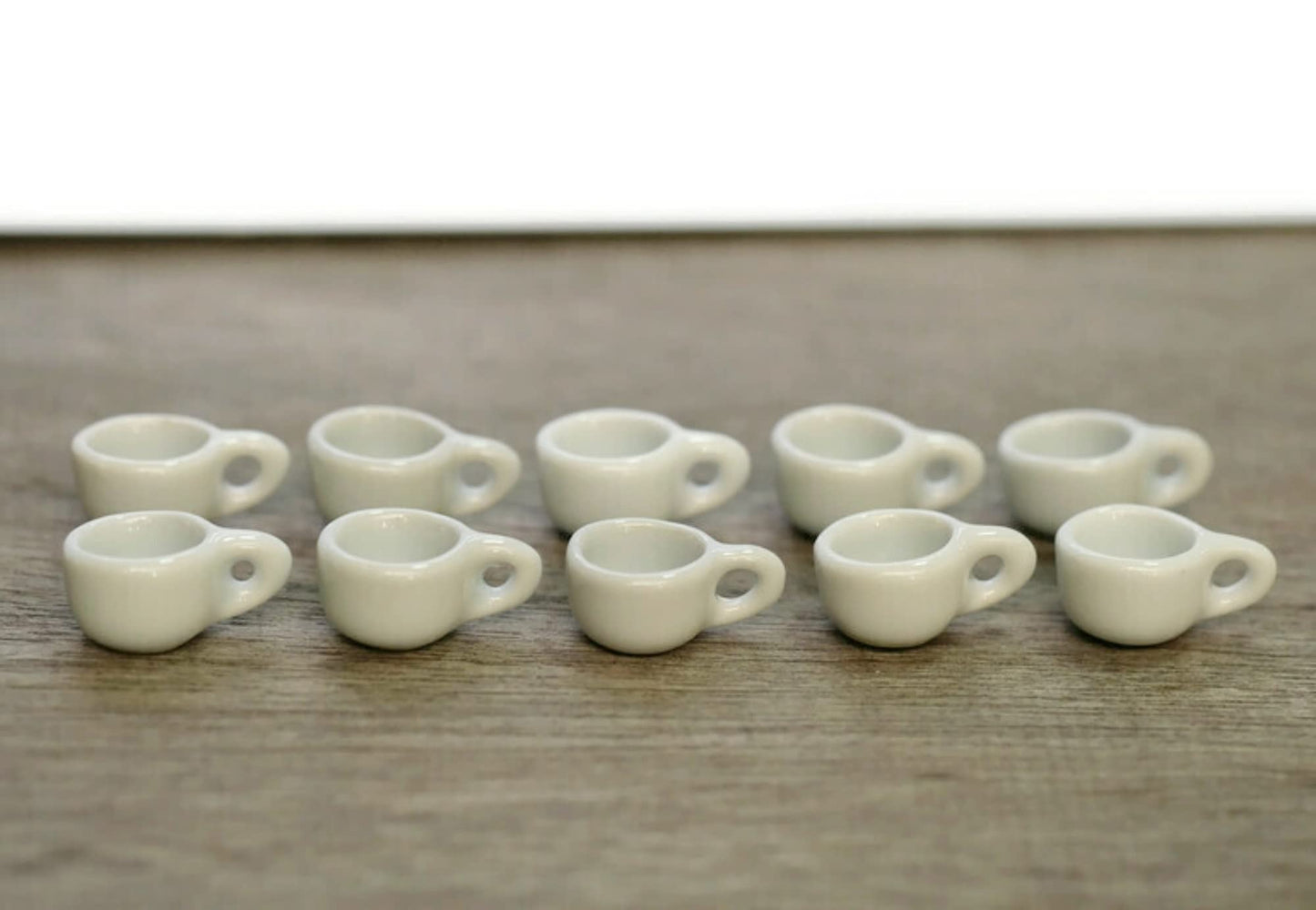 10 White Gray Coffee Tea Cup Size 2 X 1.5 Cm Dollhouse Miniatures Food Kitchen Docoration