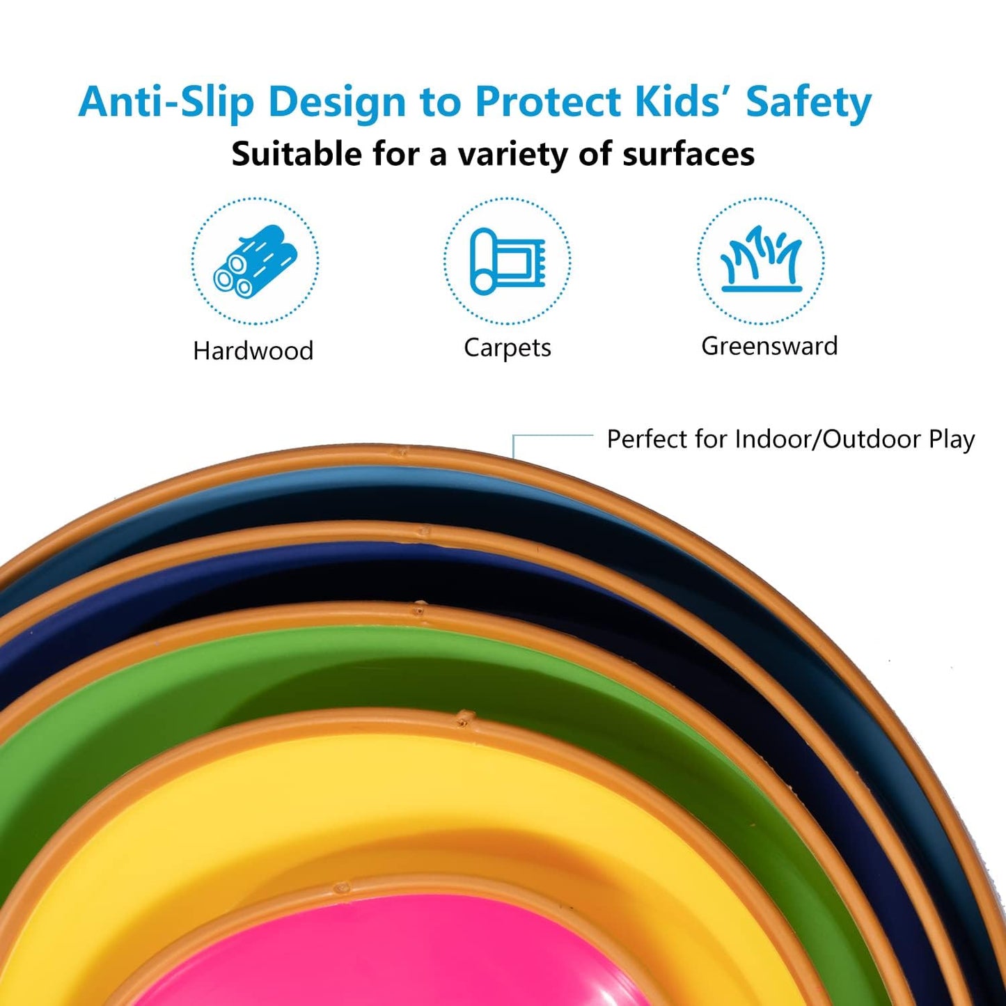 Party Club Of America 5Pcs Stepping Stones For Kids, Plastic Balance Non-Slip Jumping Stones For Kids And Family, Coordination Game Toys