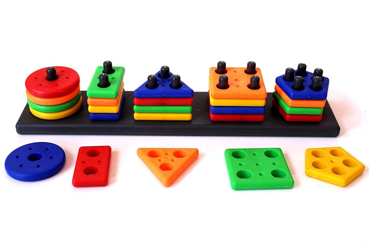 Prosper Plastic Angle Stacking Toys | Geometric Shape Matching 5 Column Blocks Montessori Educational Toys Learning Toys