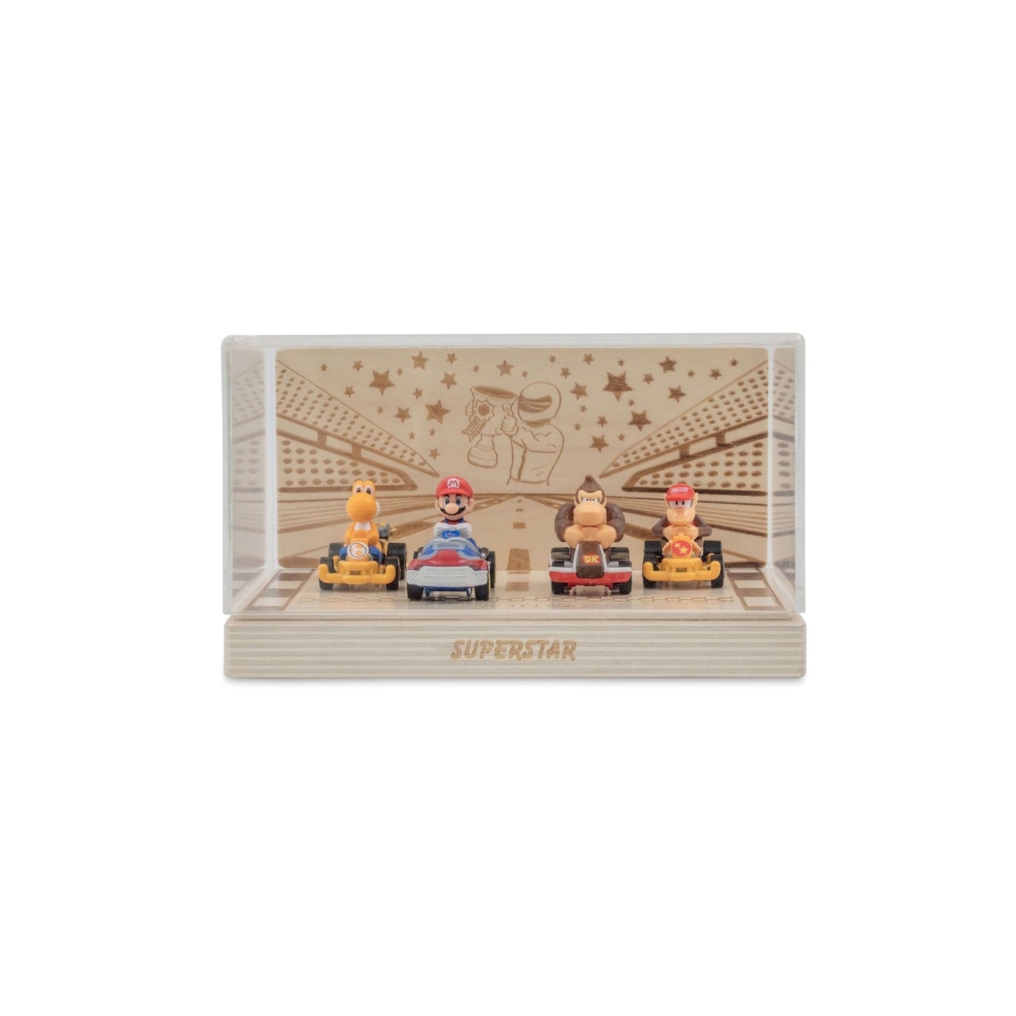 Wood Toy Car Storage Organizer - Holds Diecast Cars - Freestanding Or Wall Display Case Shelf - Matchbox & Hot Wheels Car Compat