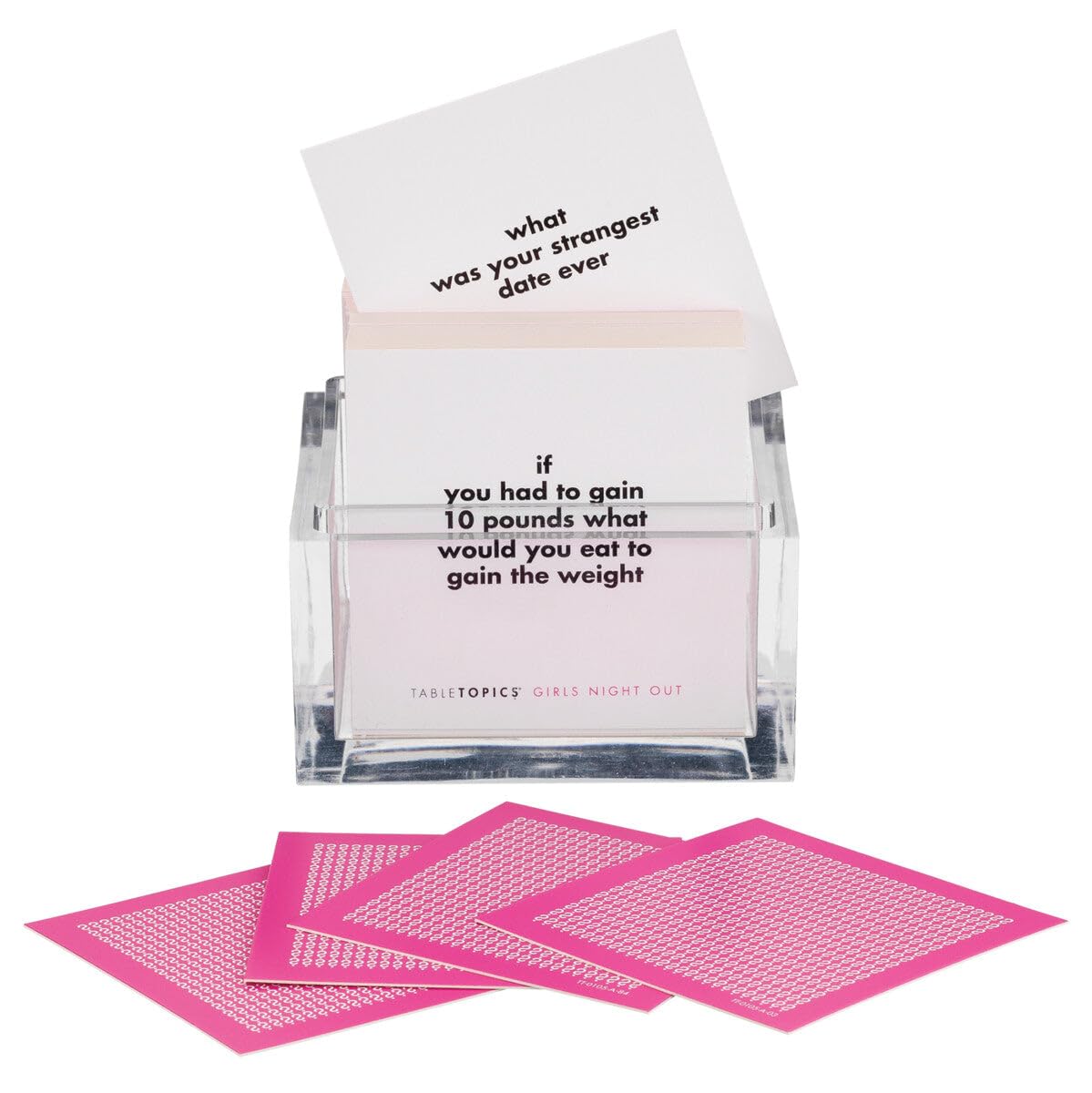 TableTopics Girls Night Out Game - 135 Conversation Cards, Pink, Cardstock, Model TT-0105-A, Perfect for Bachelorette Parties