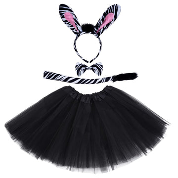 Marrywindix Black Zebra Costume Tutu Set Animal Fancy Dress Costume Kit Halloween Party Dress Up Accessories