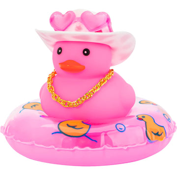 Wonuu Pink Rubber Duck, Heart-Shaped Sunglasses Rubber Ducks For Cars, Funny And Cool As Car Ornament Gifts, Pink Cowboy Hat