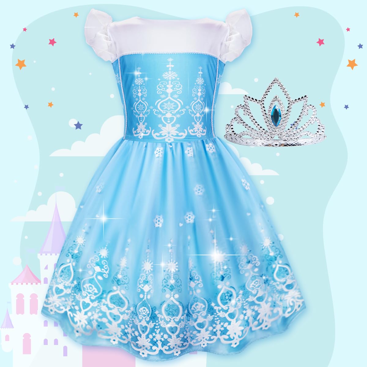 Meland Princess Dress Up - Princess Dresses For Girls With Princess Toys, Dress Up Clothes For Little Girls Pretend Play