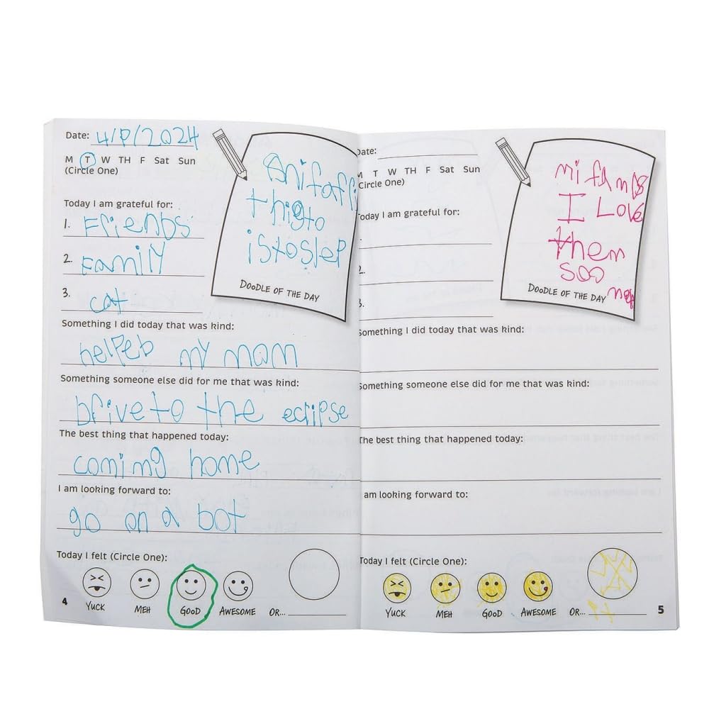 S&S Worldwide Kid'S Gratitude Journal Class Pack. Undated, 100-Pgs, Daily Prompts, Cover To Color, Inspiring Quotes, For Self-Es