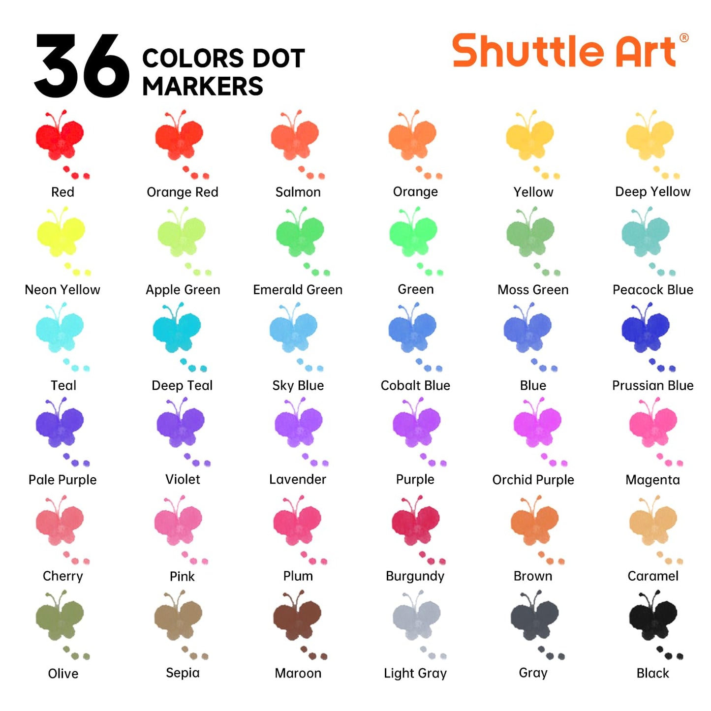 Shuttle Art Dot Markers, 36 Colors Washable with 135 Activity Sheets, 5 Activity Books, Fun Art Supplies for Kids Toddlers and P