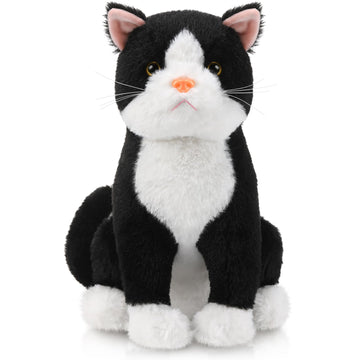 Libima 13 Inch Tuxedo Cat Stuffed Animal Realistic Black And White Cat Plush Soft Stuffed Tuxedo Kitten Plushie For Valentine'S