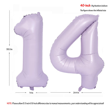 40 In Matte Purple Number Balloons Helium Foil Mylar Balloon Birthday Party Banquet Decoration Digital 14