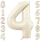 40 Inch Cream White 4 Balloon Numbers, Large Number 4 Balloon Foil Helium Number Balloons, Big 4 Mylar Birthday Balloons for Boy