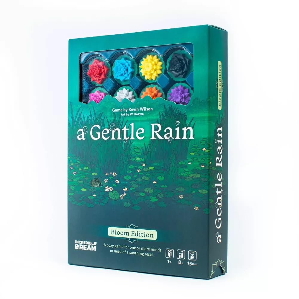 Incredible Dream A Gentle Rain Bloom Edition - Calming Tile-Laying Puzzle Game - Small Cardboard - 3D Lotus Blossoms - Family-Friendly