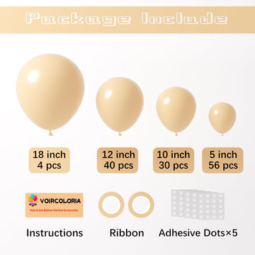 Voircoloria 130Pcs Blush Pink Balloons Different Sizes 18'' 12'' 10'' 5'' Boho Pink Latex Balloon Garland Arch Kit For Birthday