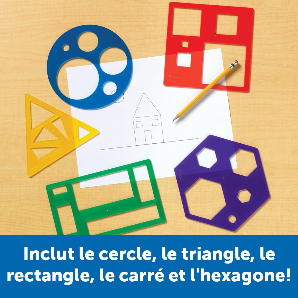 Learning Resources Primary Shapes Template Set - 5 Pieces, Ages 4+ Homeschool And Classroom Supplies, Geometric Shapes, Tracing