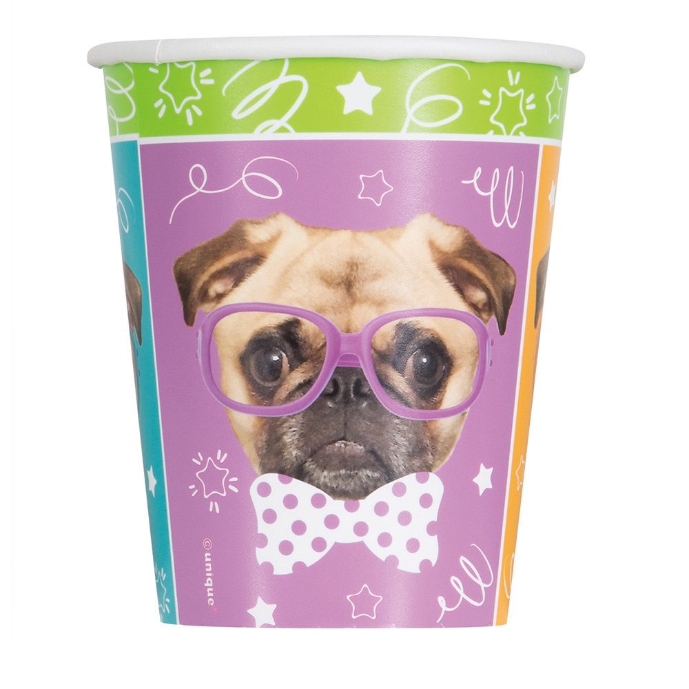 9oz Pug Puppy Birthday Party Cups, 8ct