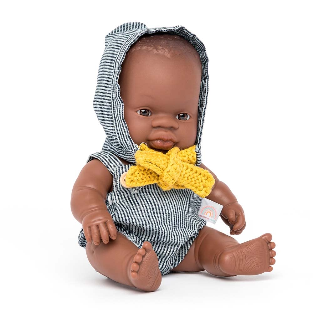 Miniland Doll 8 1/4'' African Boy (Box) - Made In Spain, Anotomically Correct, Quality, Inclusion