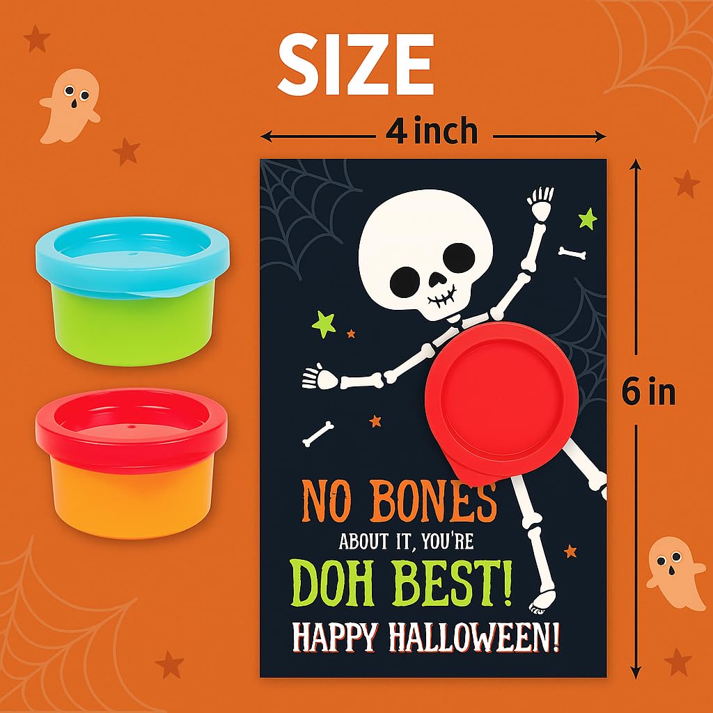 Play Dough Halloween Party Favors for Kids - 30 Pack Non-Candy Gifts with Playdough and Classroom Exchange Cards, Trick-or-Treat