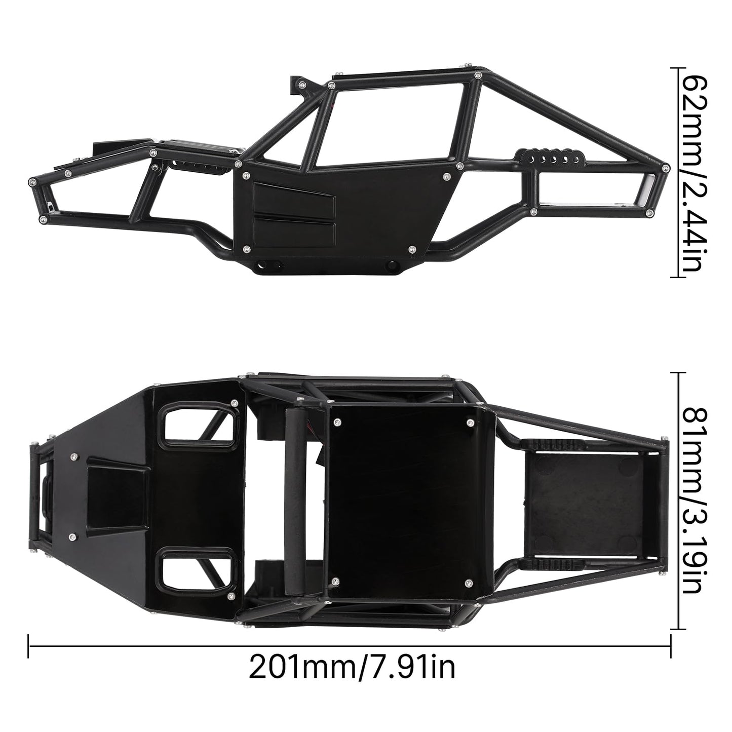 INJORA Rock Tarantula Nylon Buggy Body Shell Chassis Kit for TRX4M 1/18 RC Crawler Upgrade(Black)