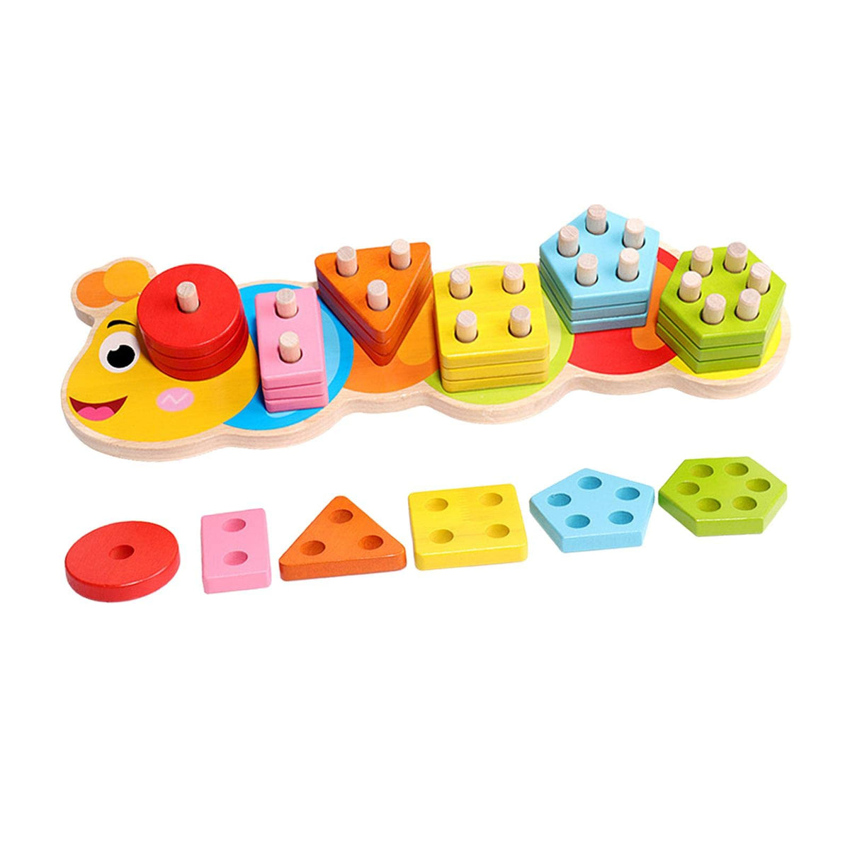 Trendivibe Shape Color Recognition Blocks Montessori Toys Wood For Game Activity| Baby Learning Toy | Infant Activity Toy | Sens