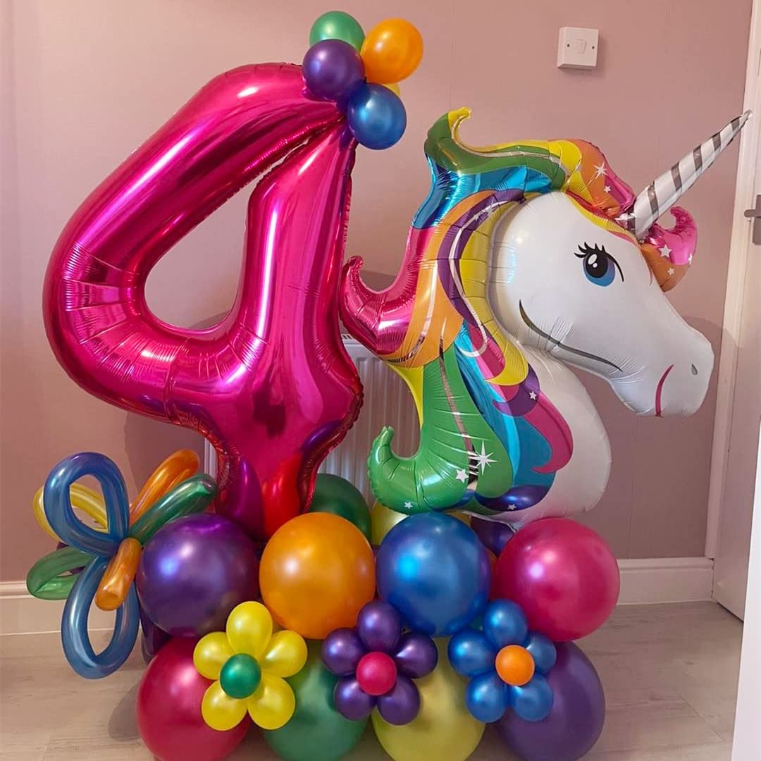 4 Balloon Number Hot Pink 4 Birthday Balloon 40 Inch Foil Mylar Large 4 Balloon Numbers For Birthday Party Anniversary Festival