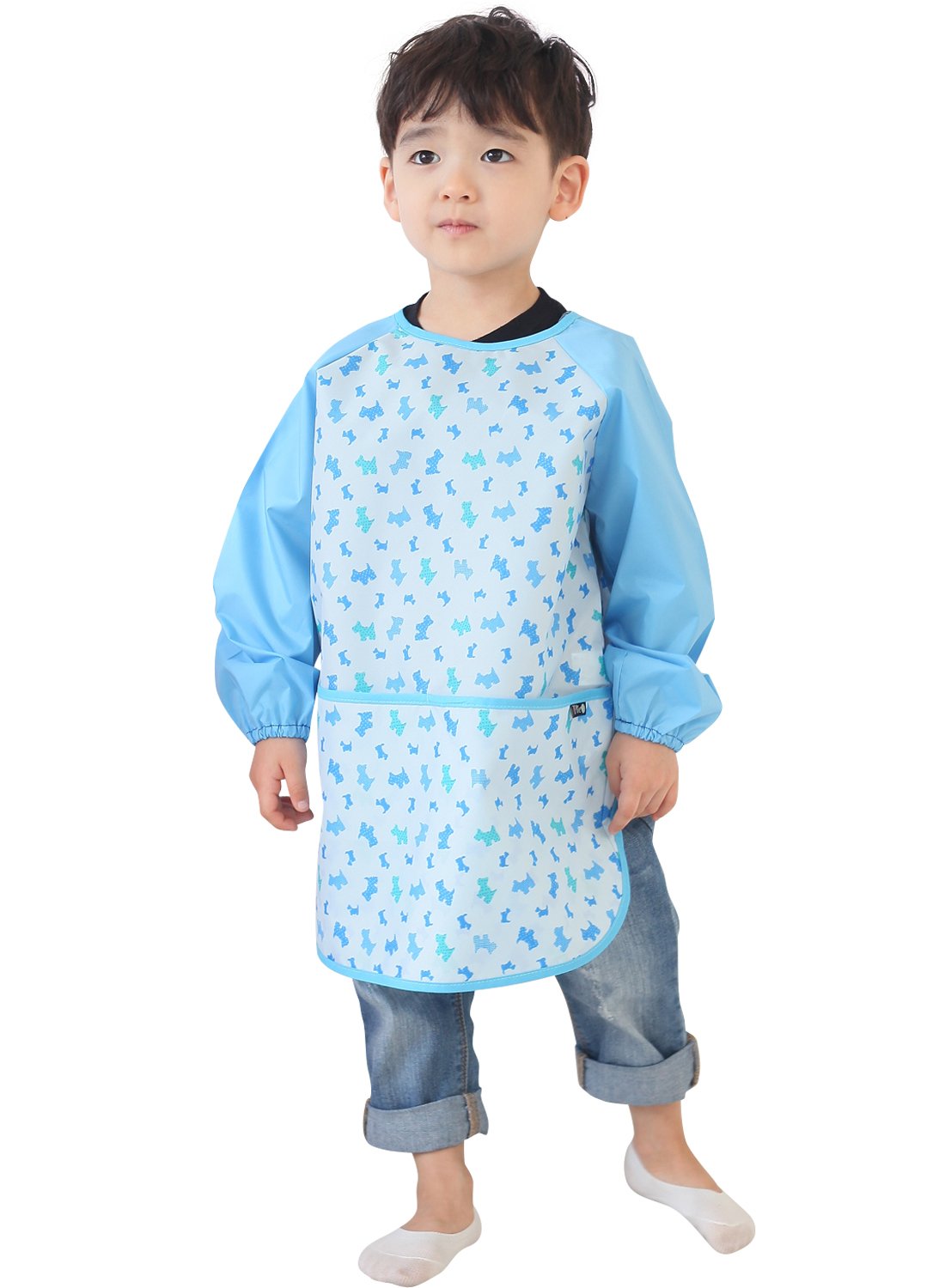 Plie Waterproof Kids Art Smocks 37 Colors (Age 1-10, S-Xxl Size), Blue Puppy (23-Xl)