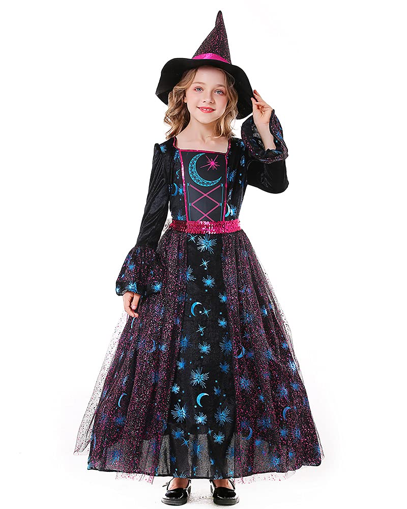 Seasons Girls Light Up Deluxe Moonlight Witch Costume (M(8-10))