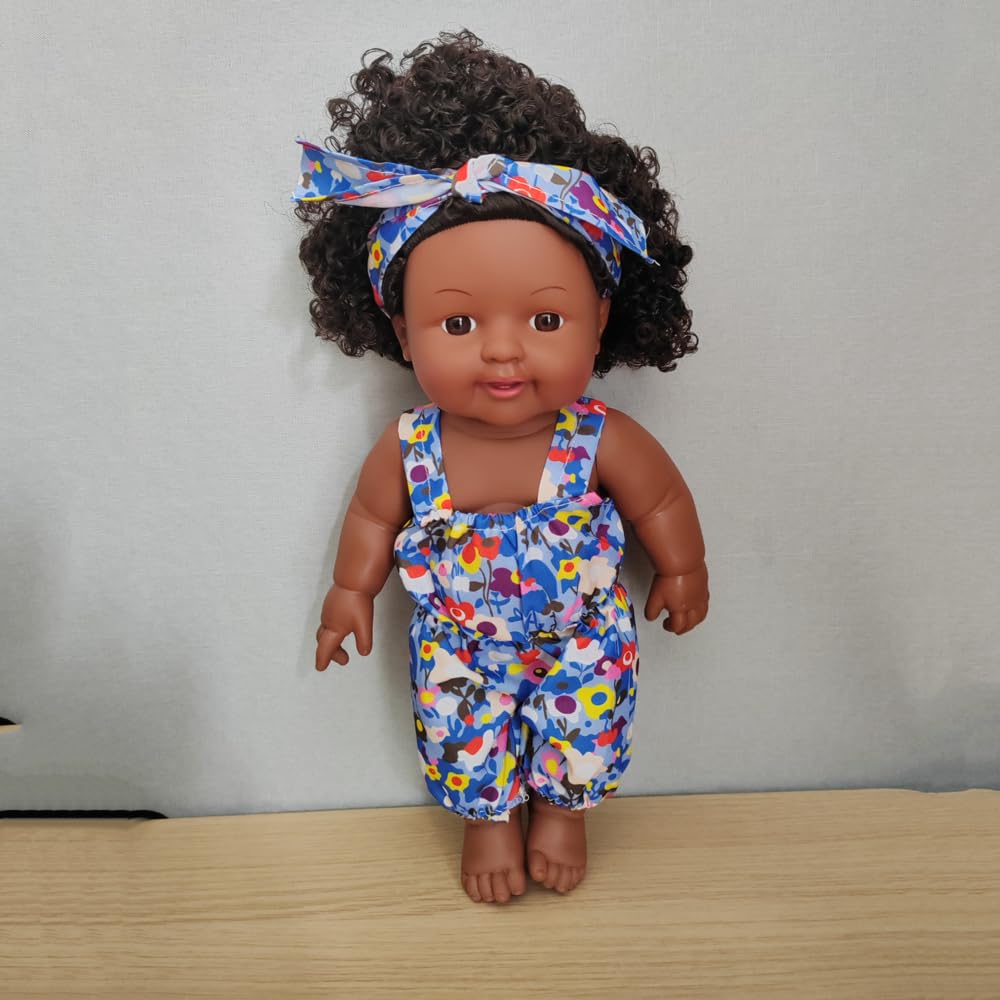 Reborn Baby Dolls Black Girl 12 Inch Realistic Silicone Black Baby Doll Washable Real Lifelike Baby Dolls With Clothes And Hairb