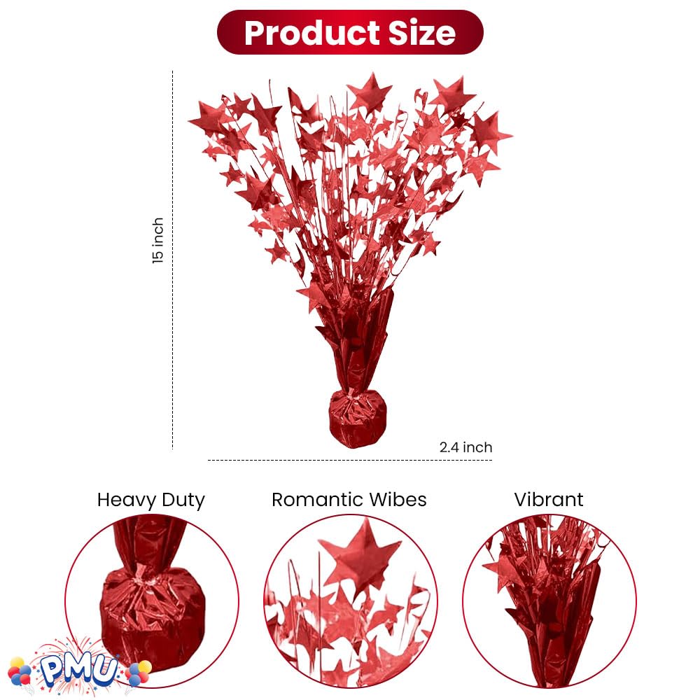 PMU Red Star-Burst Balloon Weights Centerpiece | Graduation Table Decor for Party Event, Halloween and Birthdays| Party Decorati
